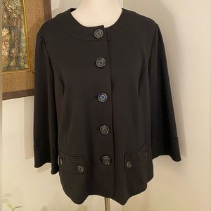 SW, Classic Black Jacket w/ 3/4 Sleeve & statement  buttons, Sz L